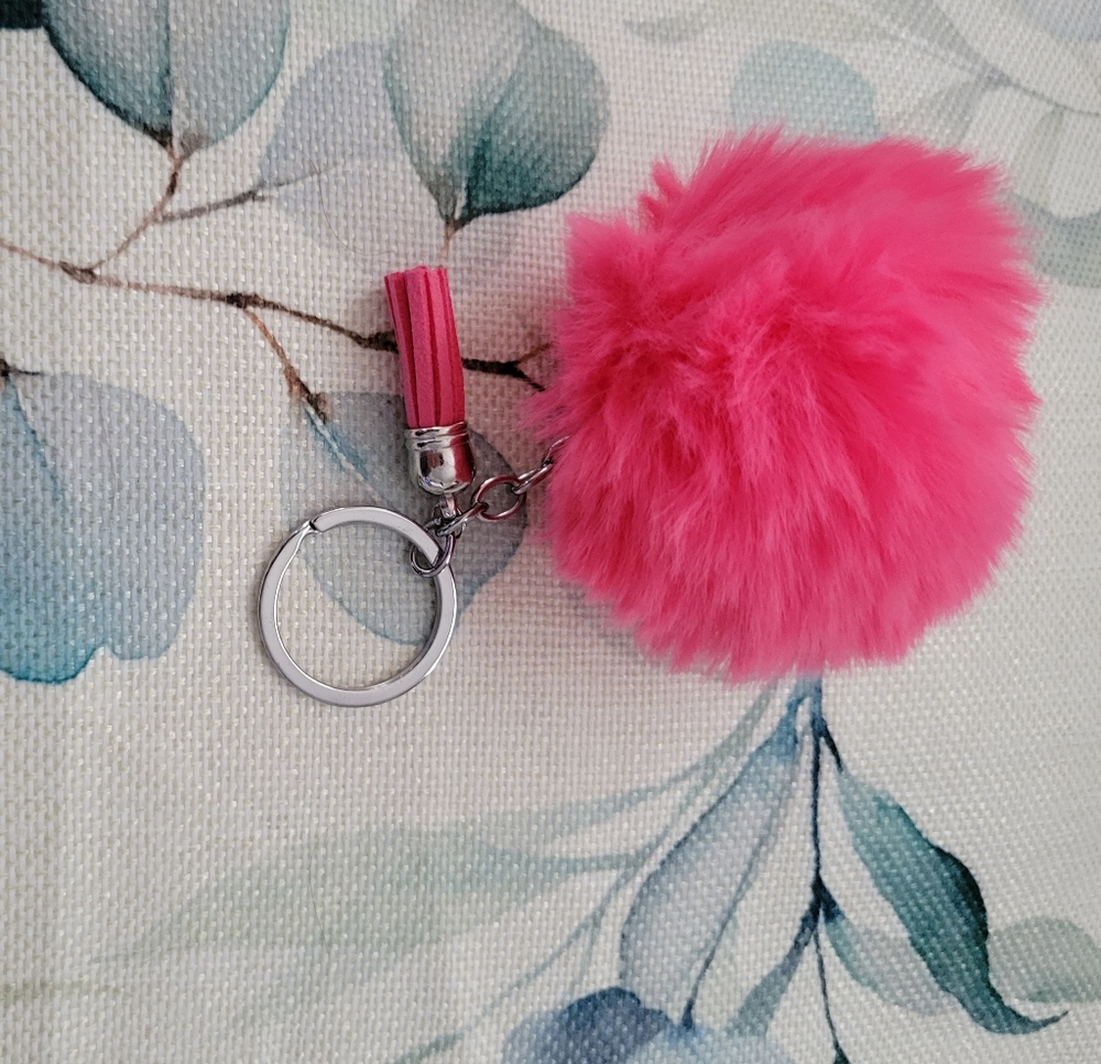 Pink poof keychain